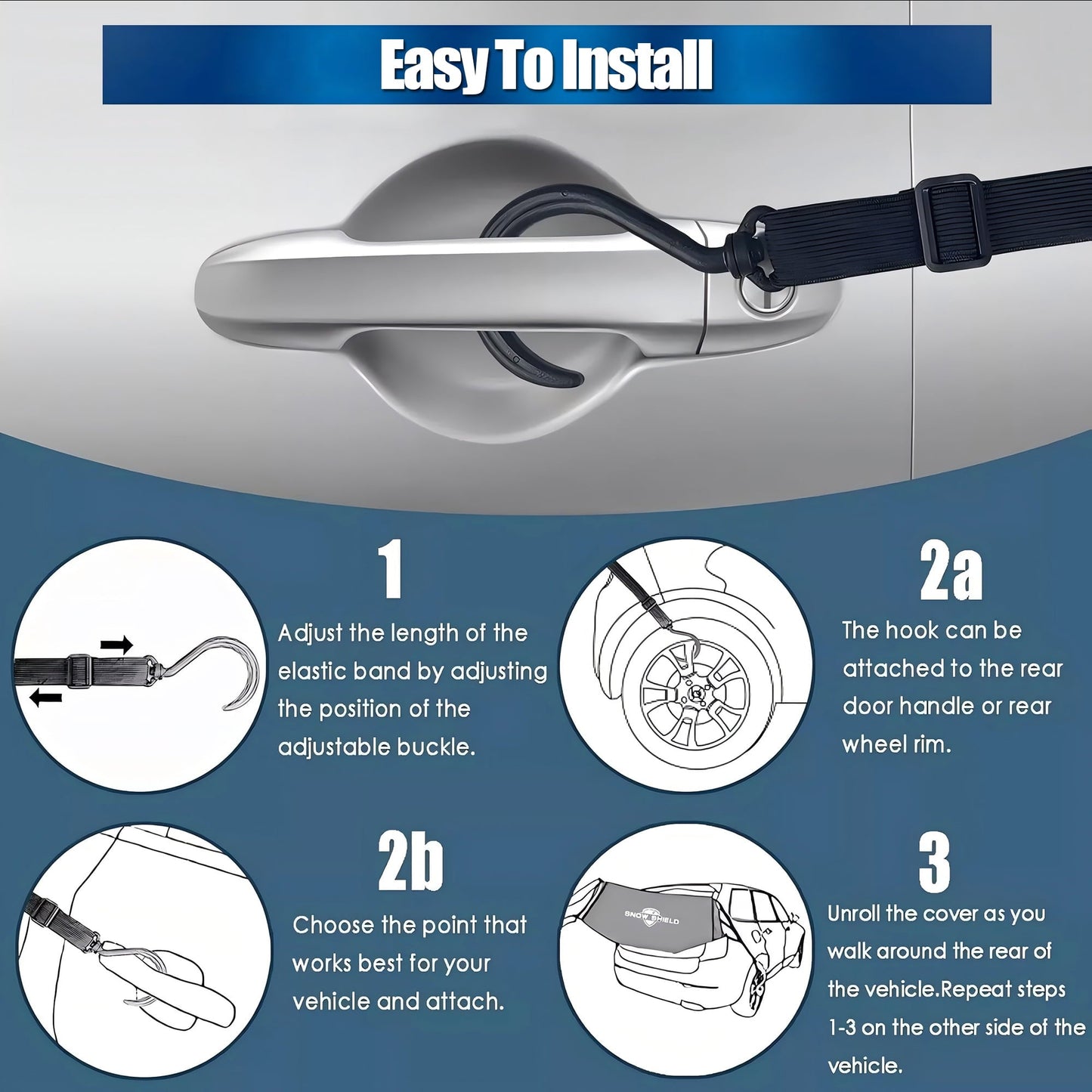 HOMEYA 600D Car Rear Window Snow Cover SUV Back Windshield Winter Dust Rain Ice Protector for SUVs and Trucks