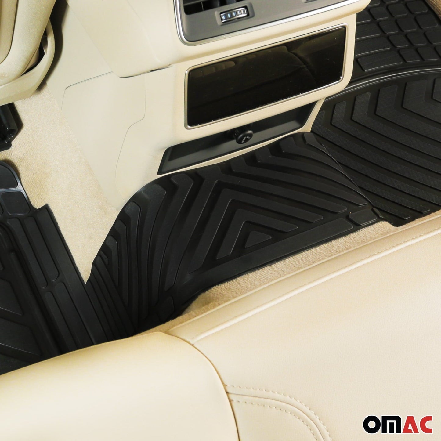 OMAC Floor Mats Liner for Car 3D All-Weather Front Rear Semi-Custom fit 4 Pcs Set Black