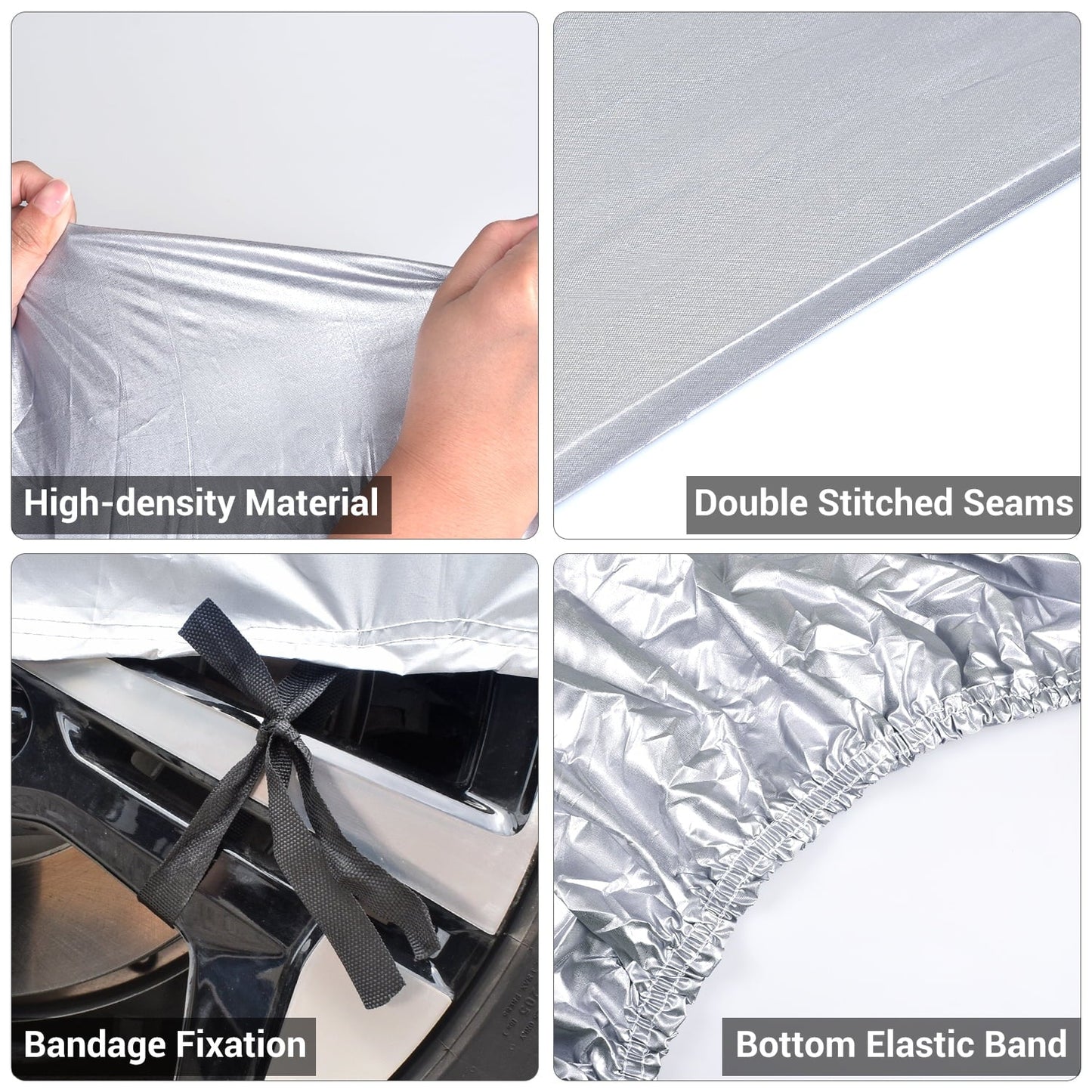 Pecham Car Cover Waterproof with Side Door Zipper All Weather Upgraded UV Protective Vehicle Cover-192"x71"x59" Sedan Cover