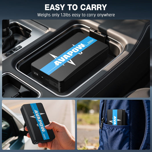 AVAPOW Car Jump Starter, 1000A Peak 12V Battery Jump Starter (up to 7.0L Gas) Booster Pack, Power Bank with Built-in LED Light