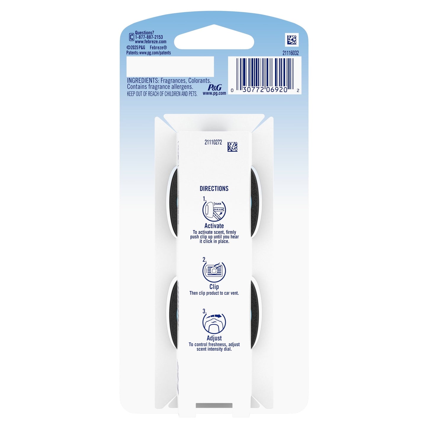 Febreze AUTO Car Air Freshener, Odor-Fighting Car Vent Clip, New Car, 2 Count