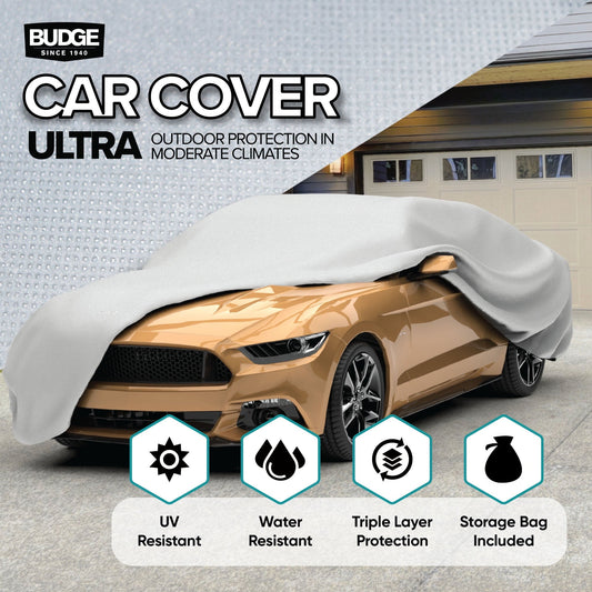 Budge Ultra Car Cover, Breathable, UV & Water-Resistant Car Protection, Size 4 for Full Size Vehicles