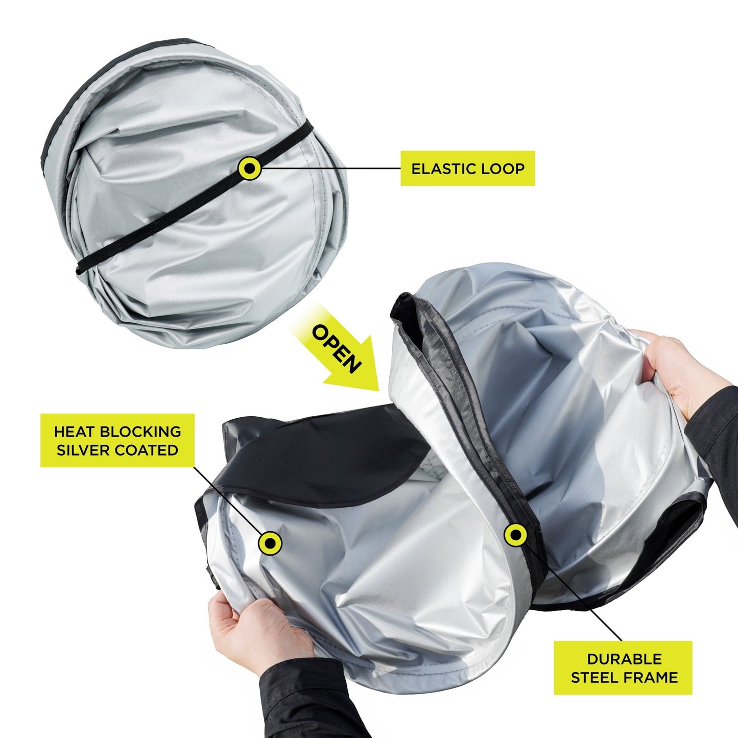 Auto Drive Double Rings Twist Sun Shade Ultimate Protection for Car Windshields1 pack, 63"x29.5"