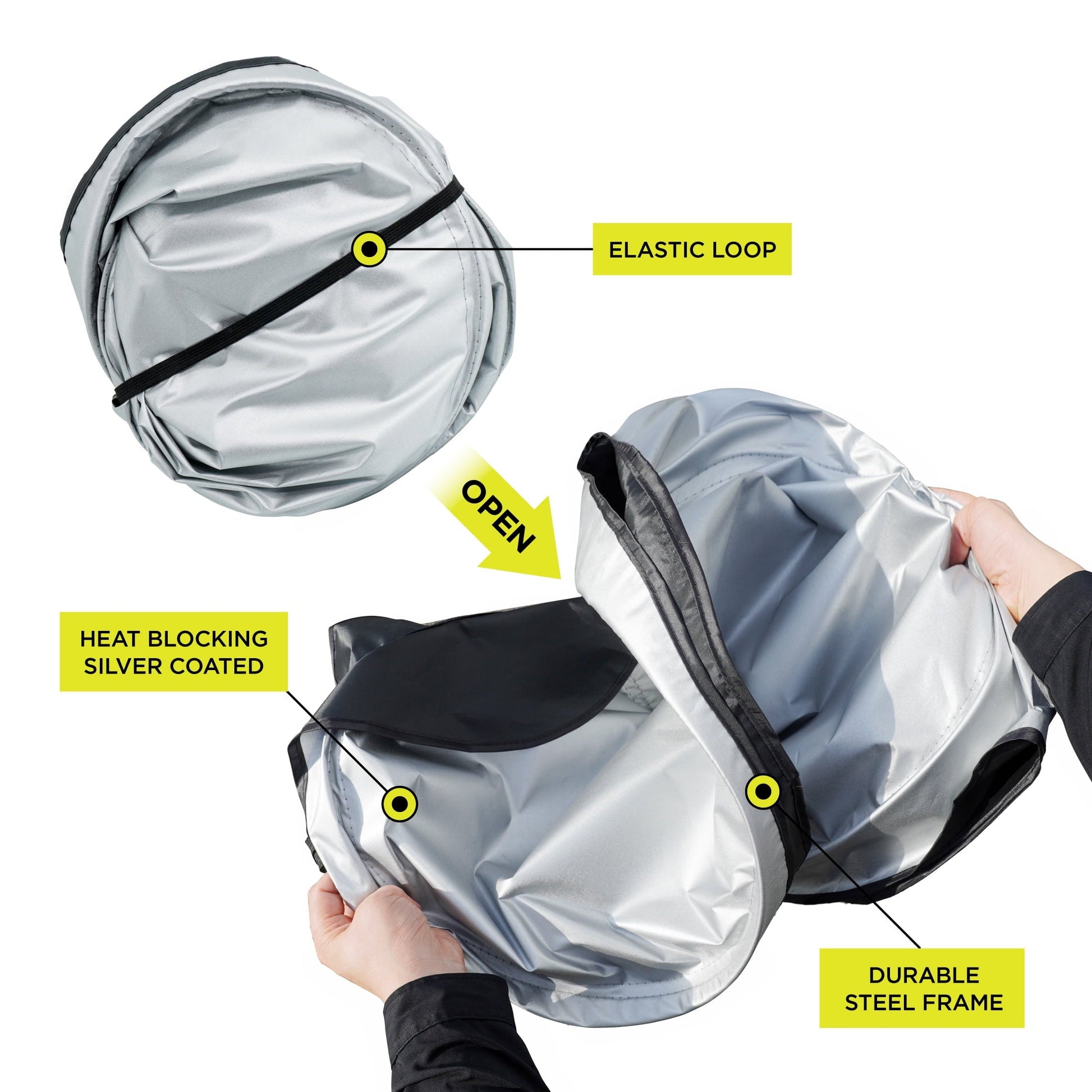 Auto Drive Double Rings Twist Sun Shade Ultimate Protection for Car Windshields1 pack, 63"x29.5"