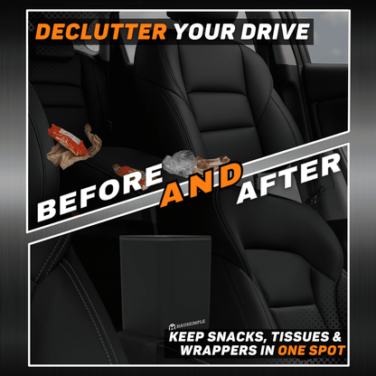 Compact Car Trash Can, 2L Leakproof Garbage Bin with Anti-Tip Stability Wings, Anti-Slip Base, Includes Trash Bags, Black, Medium Size, Universal Fit for Cars, SUVs, Trucks