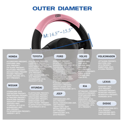 Skechers Air Cooled Memory Foam Steering Wheel Cover, Breathable Comfort Grip, Soft Leather, All-Season Fit for Cars, SUVs, and Trucks Pink