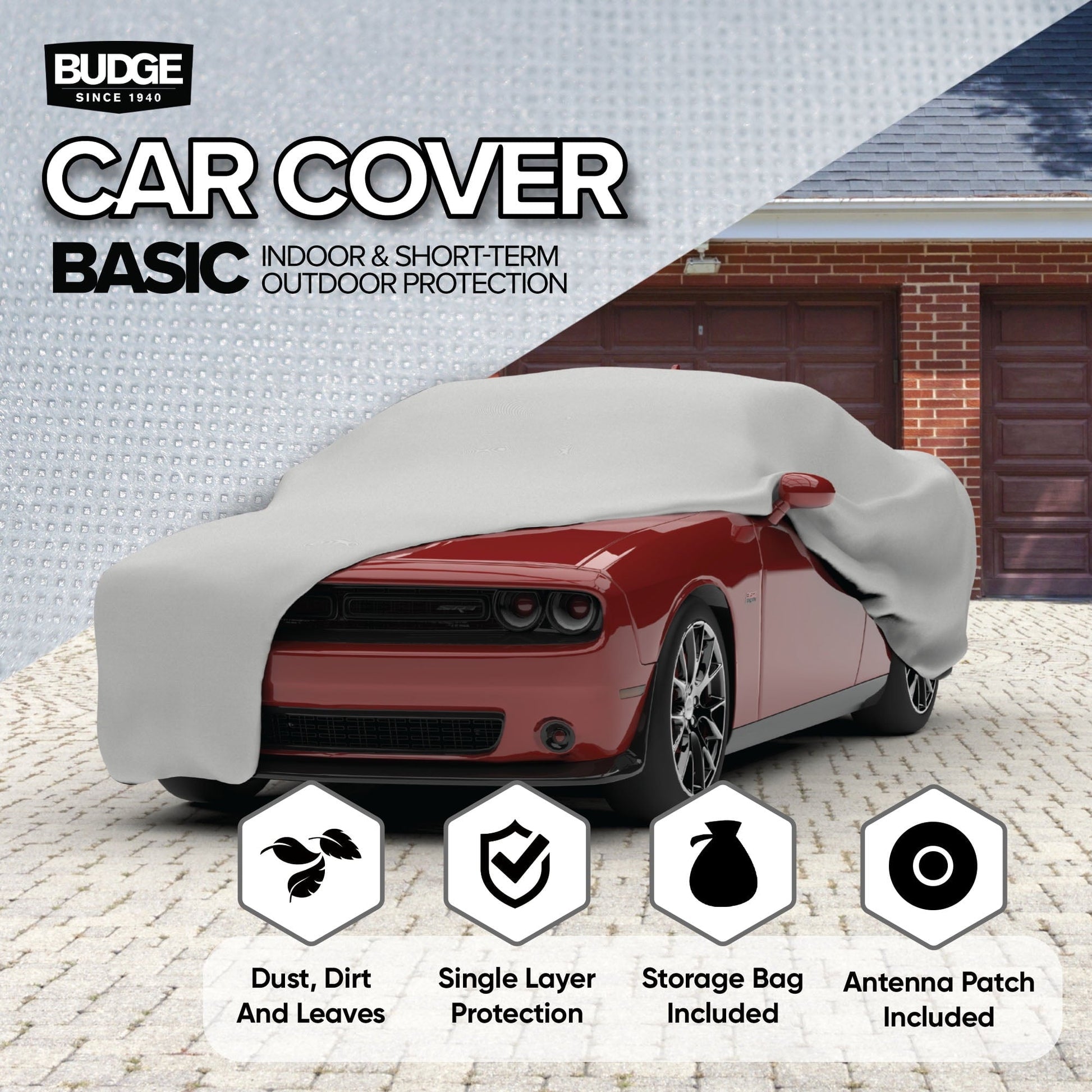 Budge Basic Car Cover, Lightweight, Breathable Indoor Car Protection, Size 3 for Midsize Vehicles