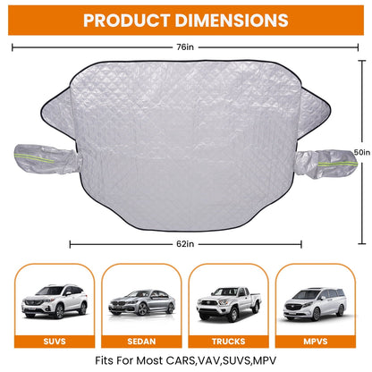 NEXPOW Car Windshield Cover, Snow Cover with Side Mirrors Cover, Windshield Shade with Magnetic Edges for Car SUV CRV Trucks