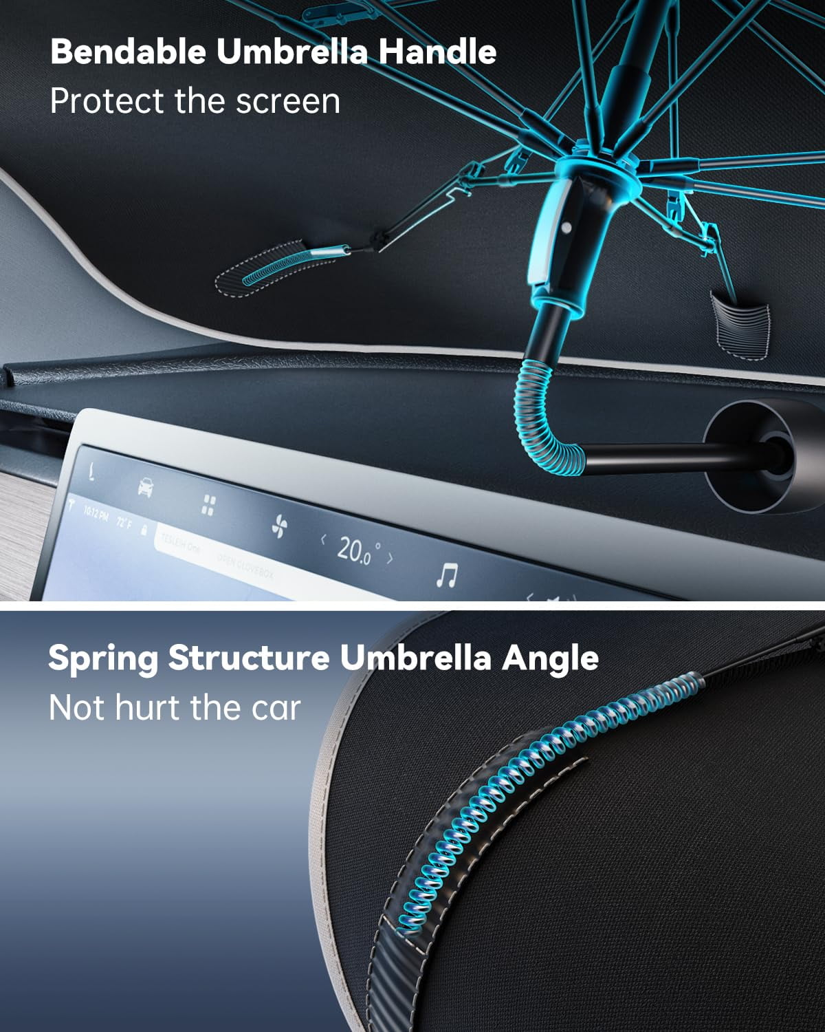 DEIKAL Car Windshield Sun Shade Umbrella - [Newest Nanoparticles Coatings] Protect Car from Sun Rays & Heat Damage Keep Cool and Protect Interior Medium