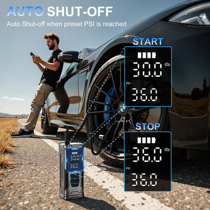 AVAPOW Cordless Tire Inflator, 180PSI Portable Air Compressor, Air Pump for Car Tires with Digital Pressure Gauge, LED Light, Auto Shutoff