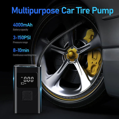 VIVIAN- 150 Psi Air Compressor Tire Inflator Fits Car Moto Bike Tires Air Pump Cordless