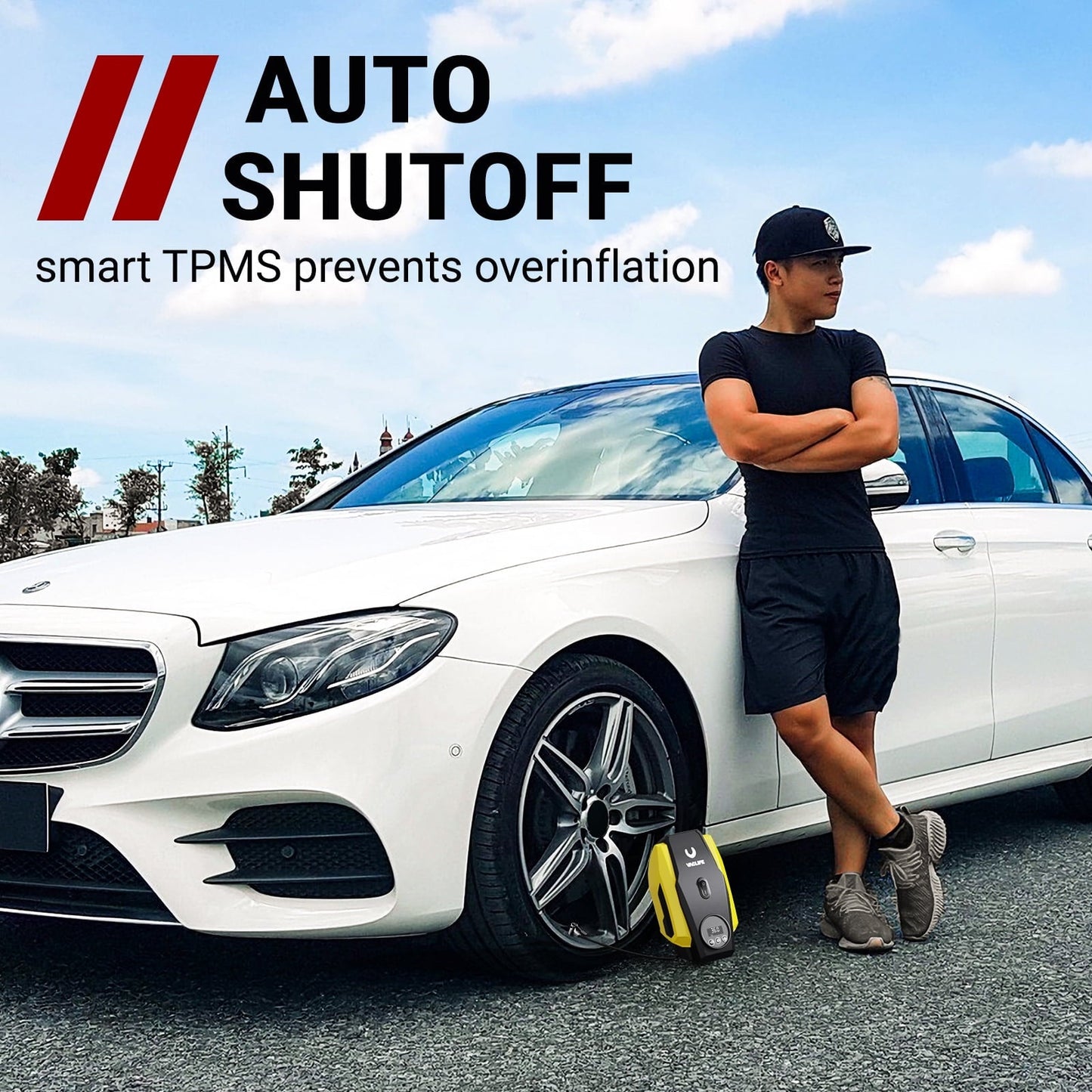 VacLife 12V DC Tire Inflator, Auto Shutoff Air Compressor Portable, Constant power, Faster Inflation, 160 Psi, for Car, Bikes, Sports Balls, Inflatable Toys