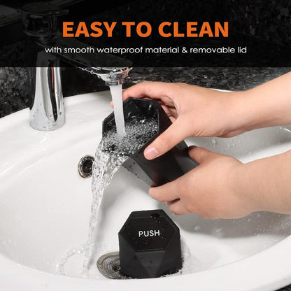 HOTOR Car Trash Can with Lid, 1 pack, Mini Portable Garbage Bin with 15 Bags, Leak-Proof Organizer for Cup Holders and Desktop, Black