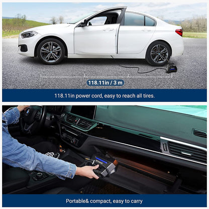 AstroAI Tire Inflator Air Compressor 12V DC, Digital Pressure Gauge Car Tire Pump 150 PSI, Auto Shutoff, Electric Air Pump for Car Tires, Bicycles, Other Inflatables, for Gift