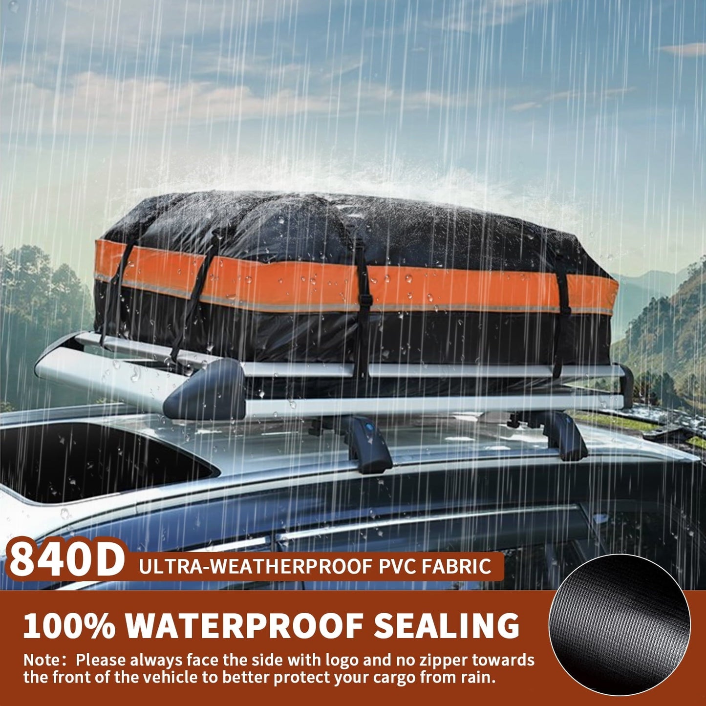 NEXPOW Car Rooftop Cargo Carrier Bag, 21 Cubic Feet Waterproof Heavy Duty 840D Car Roof Bag for All Vehicle with/Without Racks