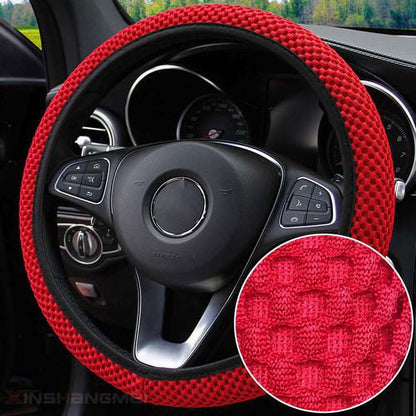 PWFE Universal 38cm Car Auto Steering Wheel Cover, Elastic Ice Silk, Summer Cool Non-Slip Auto Accessories - Purple