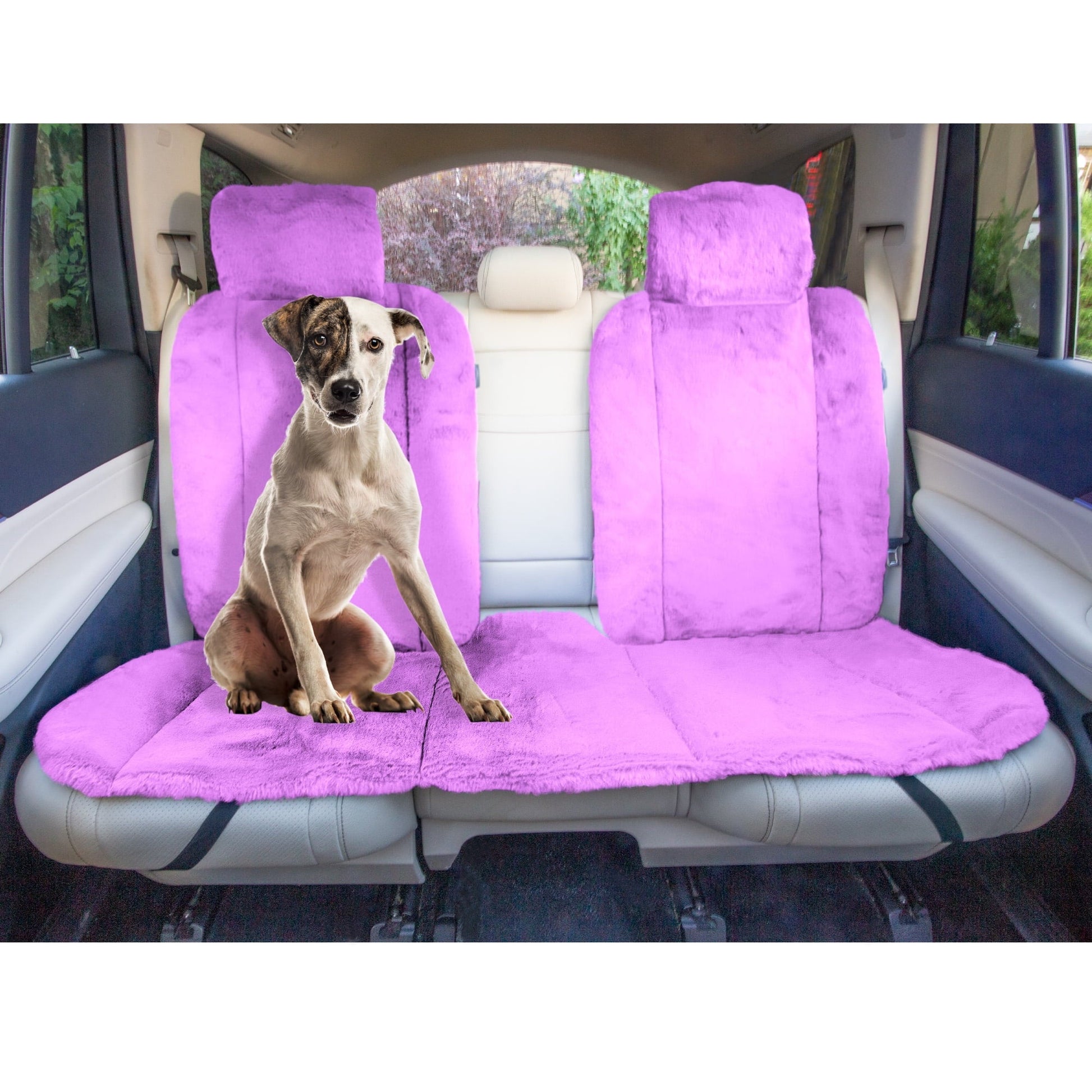 FH Group Doe16 Fluffy Faux Rabbit Fur Rear Car Seat Cushion, for Most Cars, Trucks, SUVs or Vans - Purple