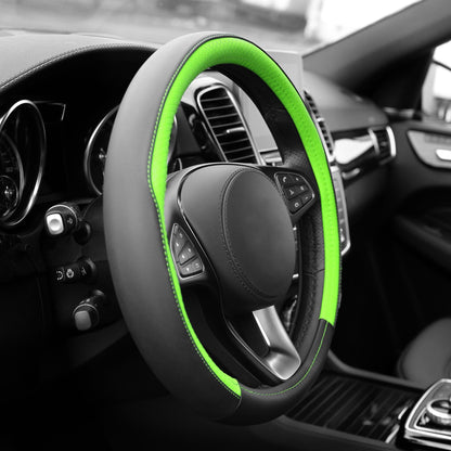 FH Group Geometric Chic Microfiber Leather Car Steering Wheel Cover Fits 14.5 Green