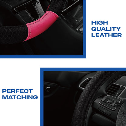 Skechers Air Cooled Memory Foam Steering Wheel Cover, Breathable Comfort Grip, Soft Leather, All-Season Fit for Cars, SUVs, and Trucks Hot Pink