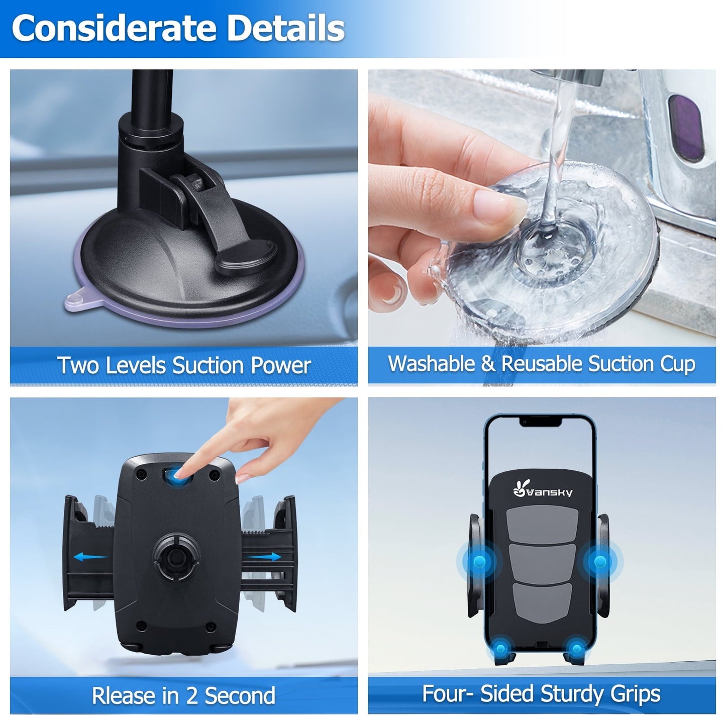 Vansky Suction Cup iPhone Car Mount with Air Vent Phone Holder