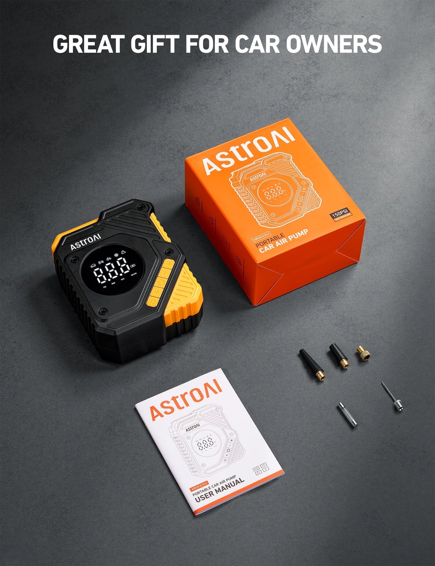 AstroAI Tire Inflator Air Compressor 12V DC, Digital Pressure Gauge Car Tire Pump 150 PSI, Auto Shutoff, Electric Air Pump for Car Tires, Bicycles, Other Inflatables, for Gift