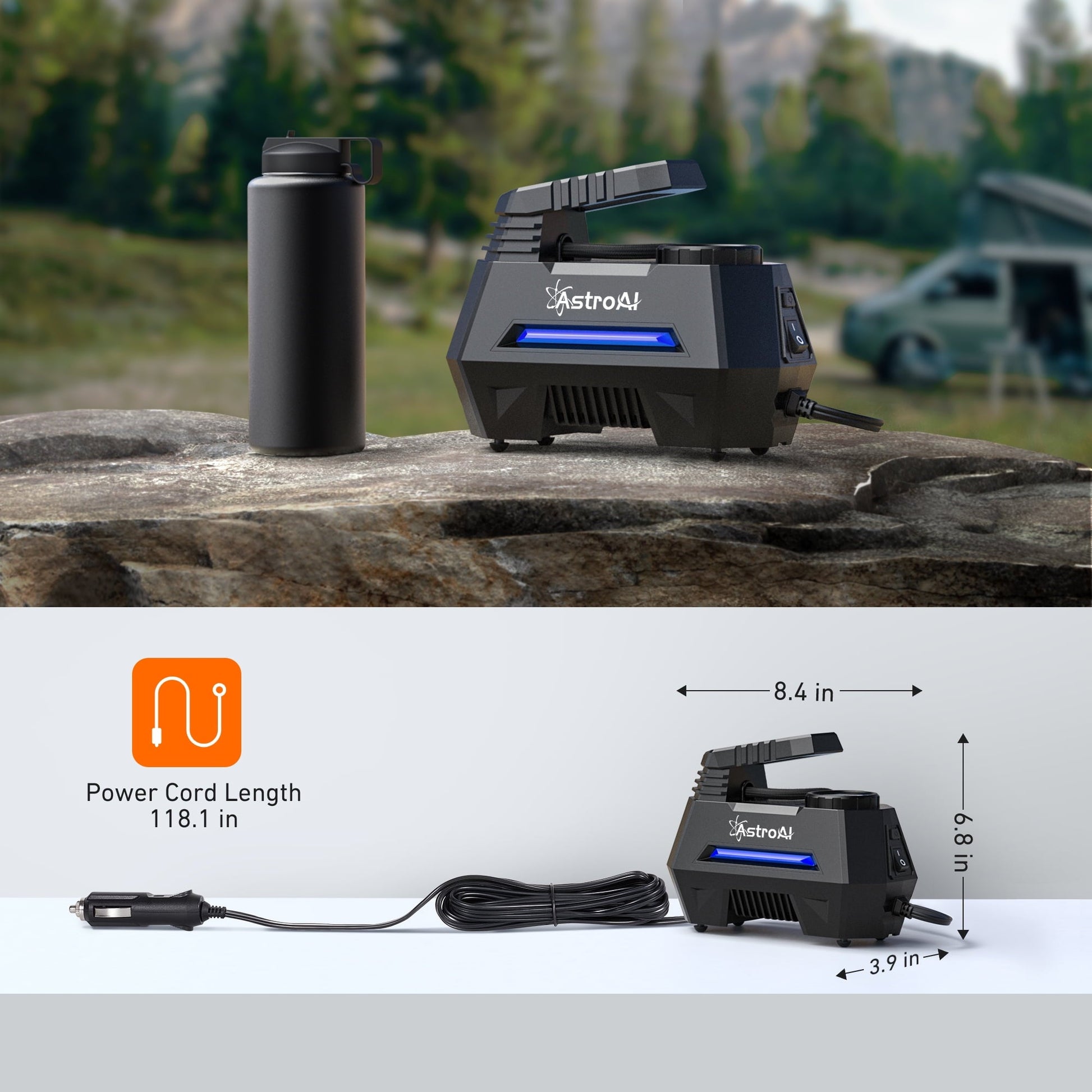 AstroAI Tire Inflator Air Compressor 12V DC, Digital Pressure Gauge Car Tire Pump 150 PSI, Auto Shutoff, Electric Air Pump for Car Tires, Bicycles, Other Inflatables, for Gift