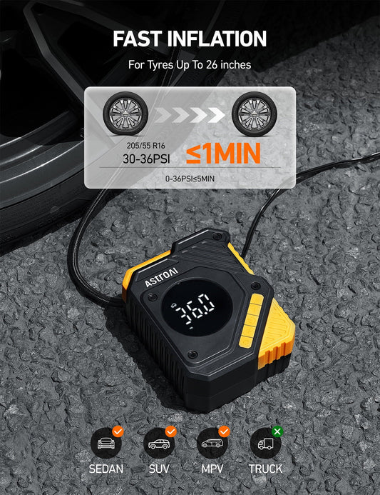 AstroAI Tire Inflator Air Compressor 12V DC, Digital Car Tire Pump 150 PSI, Preset Tire Pressure, Auto Shutoff, Electric Air Pump for Car Tires, Bicycles, Infl
