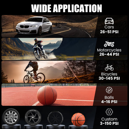 NEXPOW Tire Inflator Portable Air Compressor, 150PSI Cordless Bike Tire Pump with Auto-Shuts off, 8000mAh Air Pump for Car Tires for Car, Bike, Ball