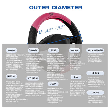 Skechers Air Cooled Memory Foam Steering Wheel Cover, Breathable Comfort Grip, Soft Leather, All-Season Fit for Cars, SUVs, and Trucks Hot Pink
