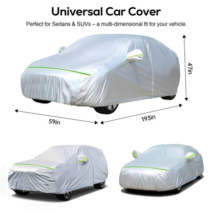 Floray Waterproof All-Weather Car Cover with Zipper Door – Heavy-Duty Windproof Protection for Sedan, UV and Snow Guard
