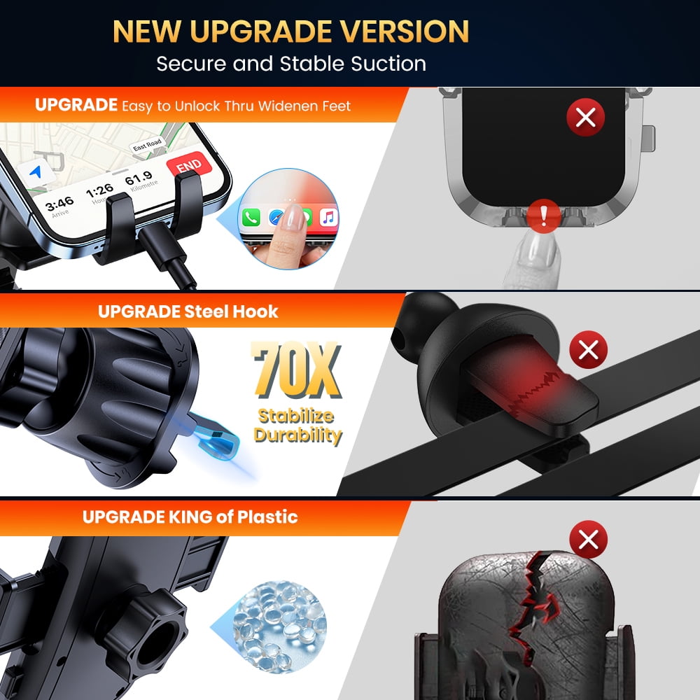 TOPK D38-G Car Phone Holder Mount, Upgraded Metal Hook Cell Phone Holder For Car Air Vent Compatible With All Phones