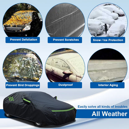 For Toyota Camry Car Cover, Thickened PEVA+Cotton Waterproof Sedan Full Cover with Lock Outdoor Indoor Snow Rain Sun Dust Protection All Weather Black