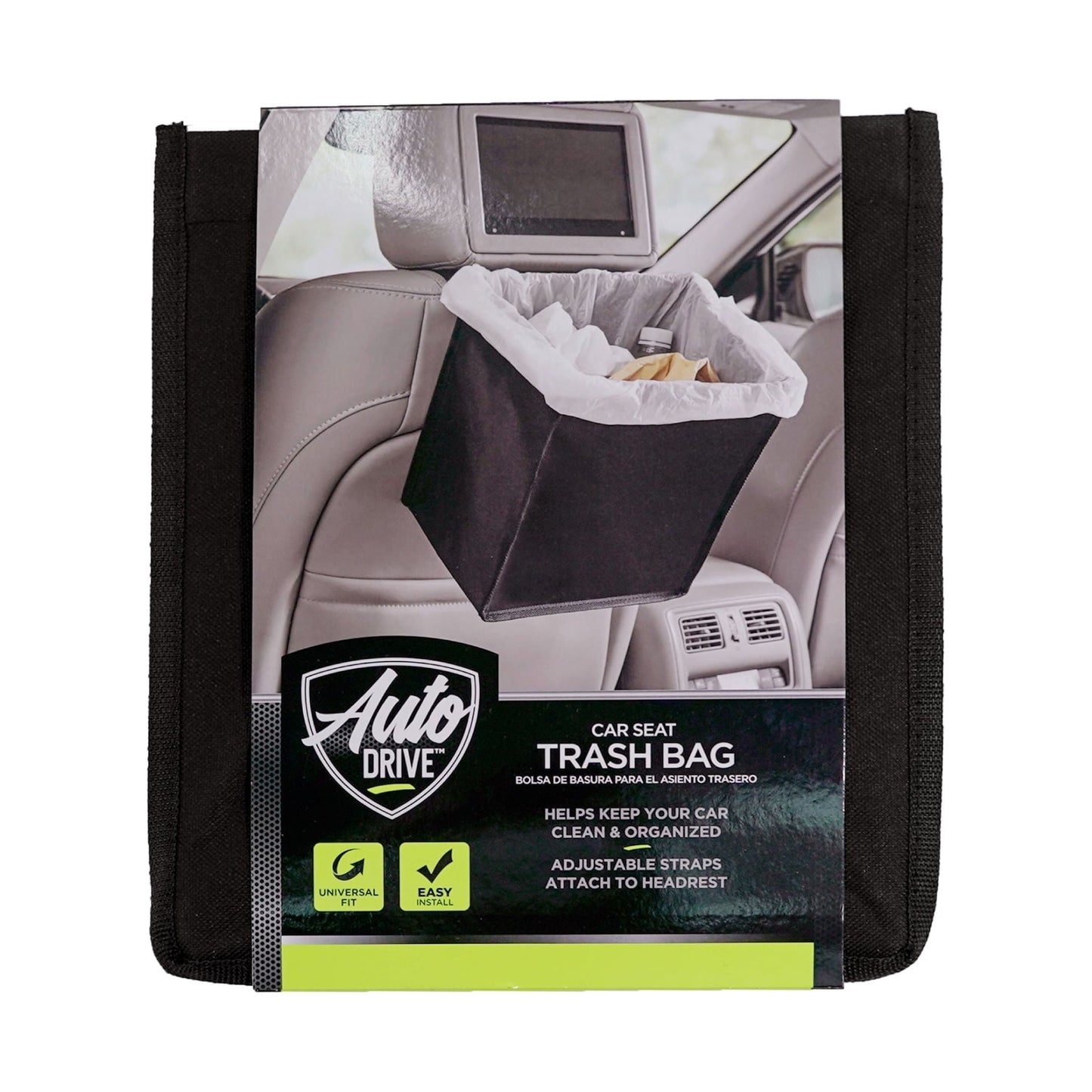 (2 pack) Auto Drive Trash Bin Collapsible Portable Auto Garbage Bag Multipurpose Car Organizer (Black)