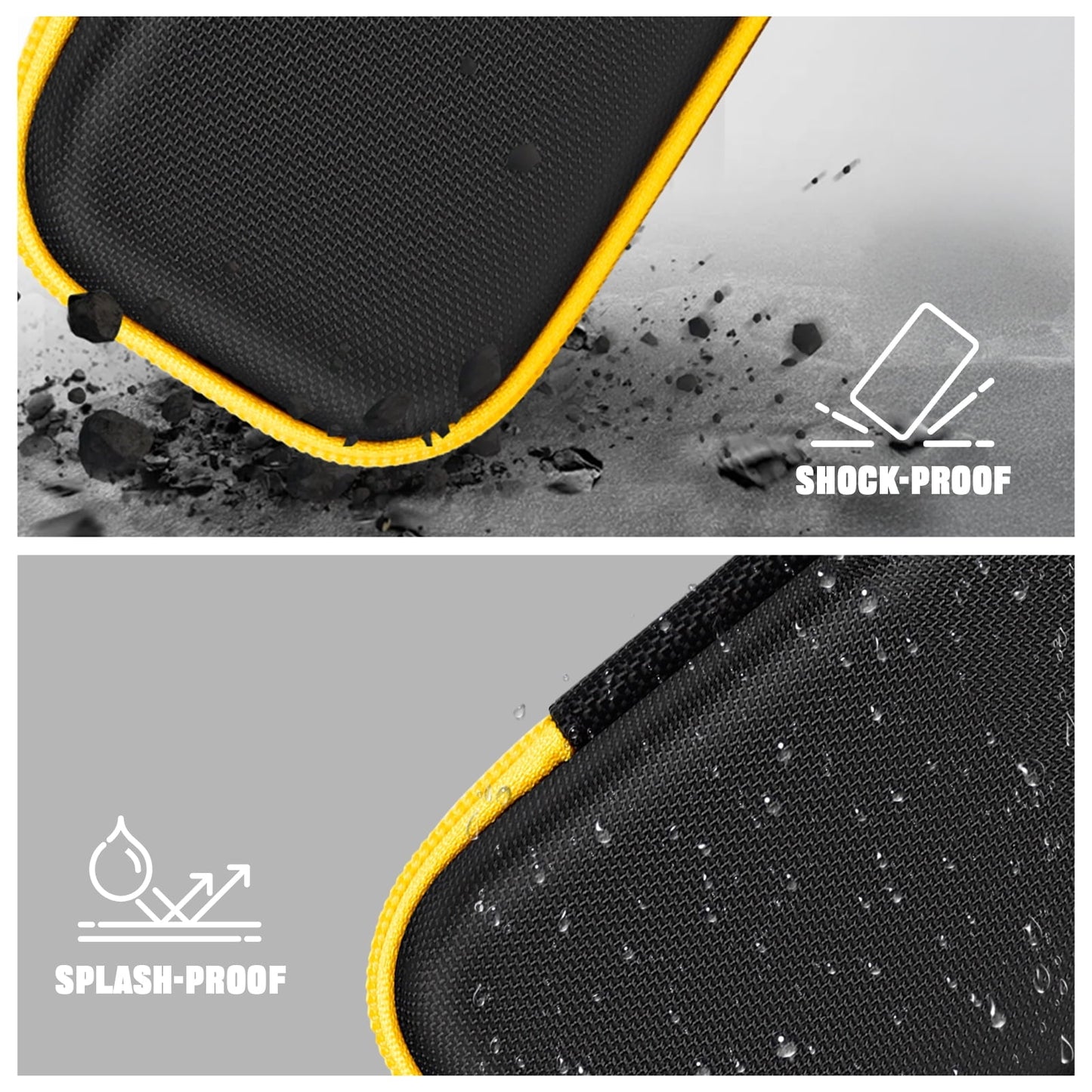 Case Compatible with Airmoto Portable Air Pump 120 PSI Air Compressor, Car Tire Inflator Storage Bag for Accessories-Black+ Yellow Zipper