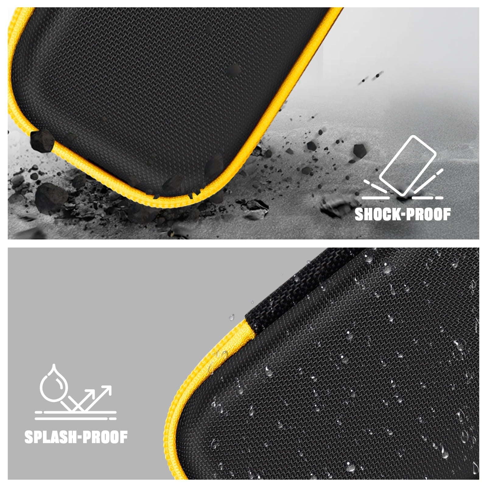 Case Compatible with Airmoto Portable Air Pump 120 PSI Air Compressor, Car Tire Inflator Storage Bag for Accessories-Black+ Yellow Zipper