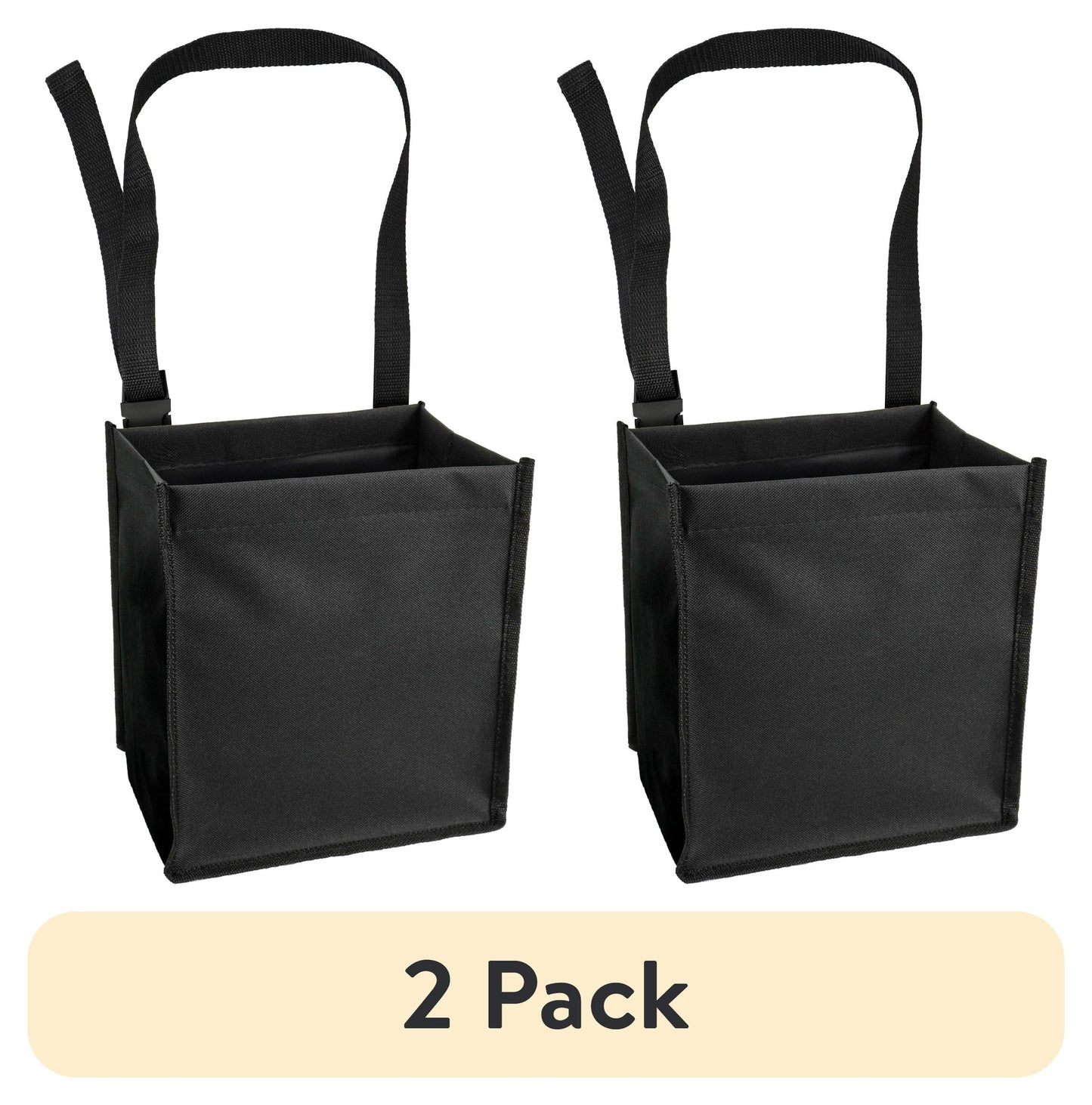 (2 pack) Auto Drive Trash Bin Collapsible Portable Auto Garbage Bag Multipurpose Car Organizer (Black)
