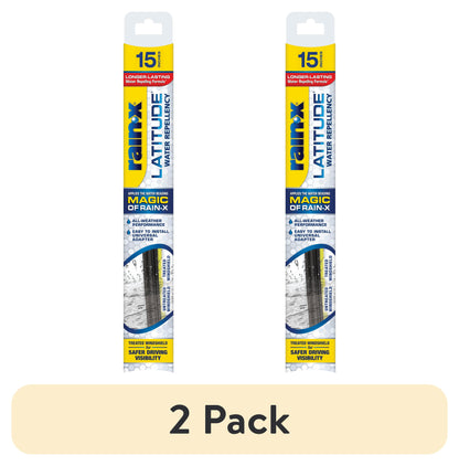 (2 pack) Rain-X Latitude Water Repellency 15" 2-in-1 Windshield Wiper Blade