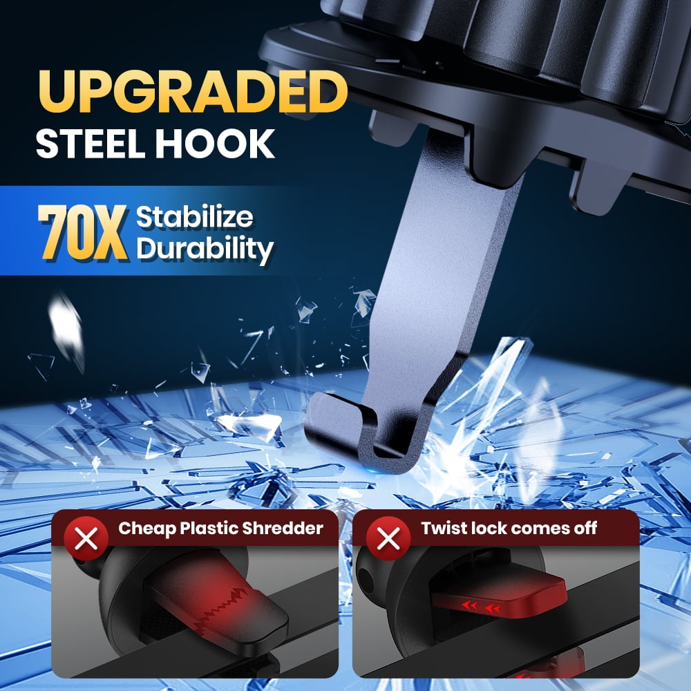 TOPK D38-G Car Phone Holder Mount, Upgraded Metal Hook Cell Phone Holder For Car Air Vent Compatible With All Phones