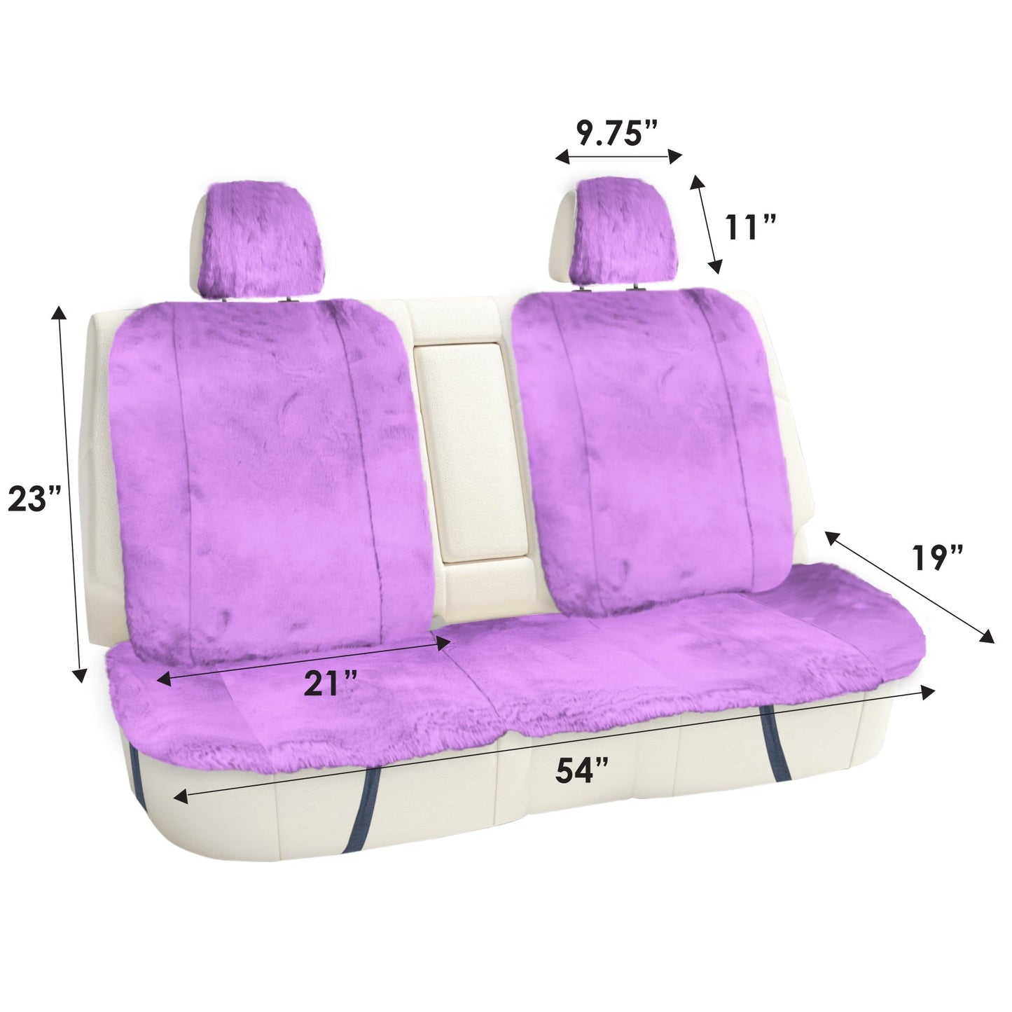 FH Group Doe16 Fluffy Faux Rabbit Fur Rear Car Seat Cushion, for Most Cars, Trucks, SUVs or Vans - Purple