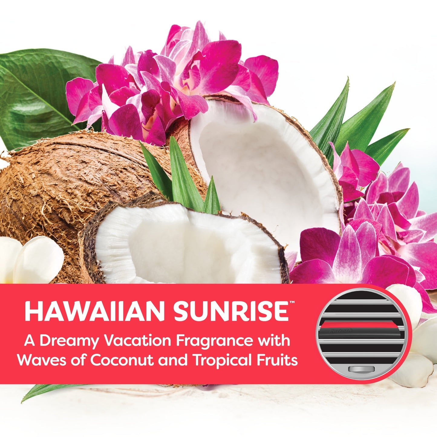 Refresh Your Car! Hawaiian Sunrise Contour Vent Stick Car Air Freshener - 4 Ct