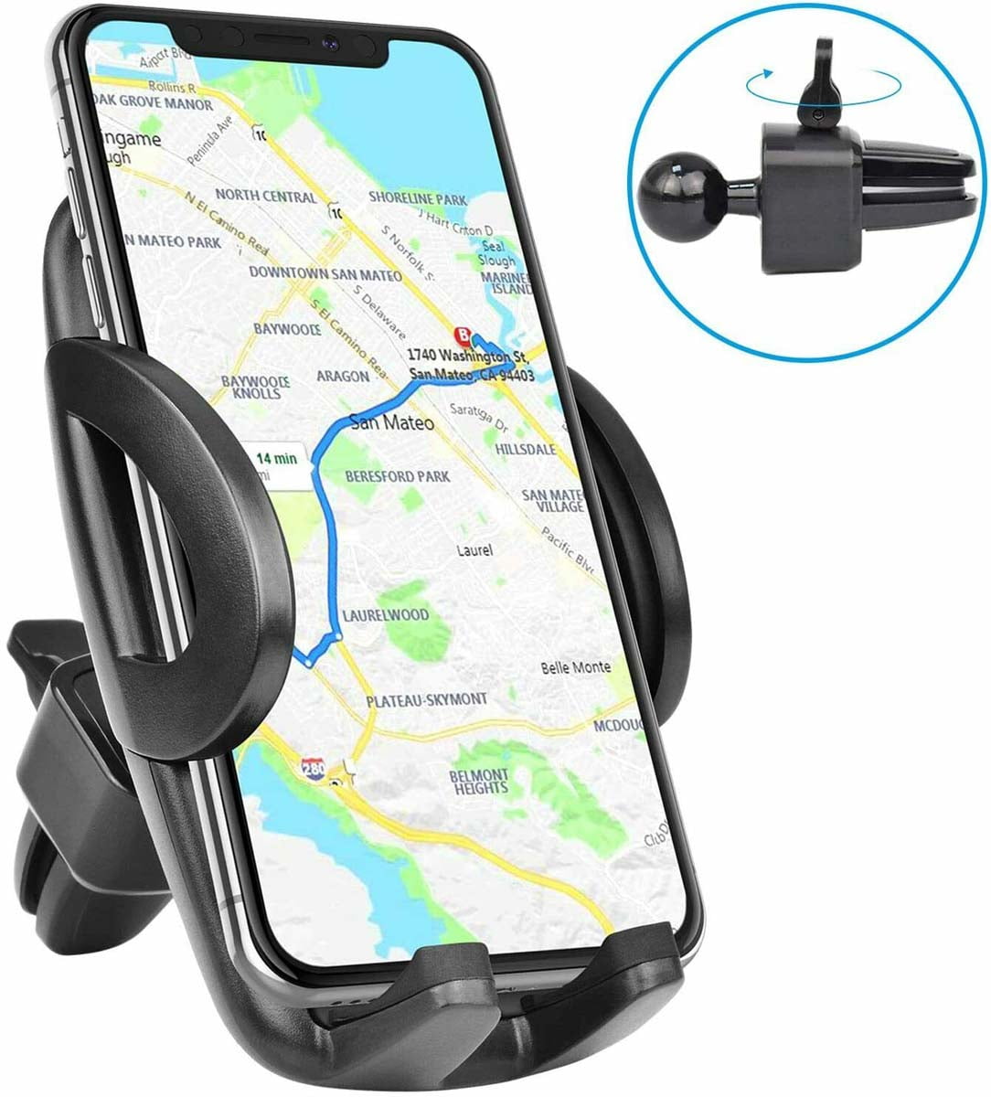 Teckoo Car Air Vent Stand Mount Holder for Mobile Cell Phone GPS Universal 360° Cradle Such:Moto E 2020, iPhone 12 Pro, Galaxy S20 FE 5G, LG Stylo6