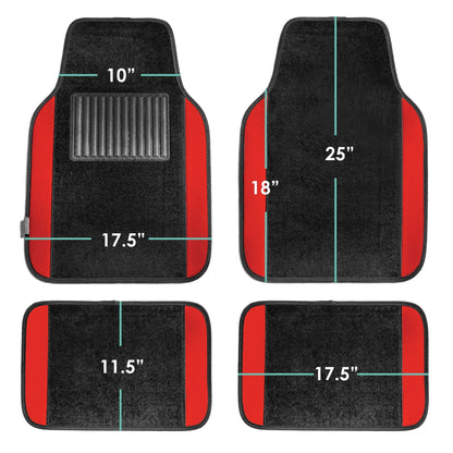 FH Group Universal Fit Premium Carpet Car Floor Mats Front & Rear Full Set - Red F14407RED