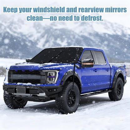 EVLIVE Winter Windshield Cover for Snow, Frost & Ice, 69x43 Inches, Perfect for cars and mid-size vehicles, Black