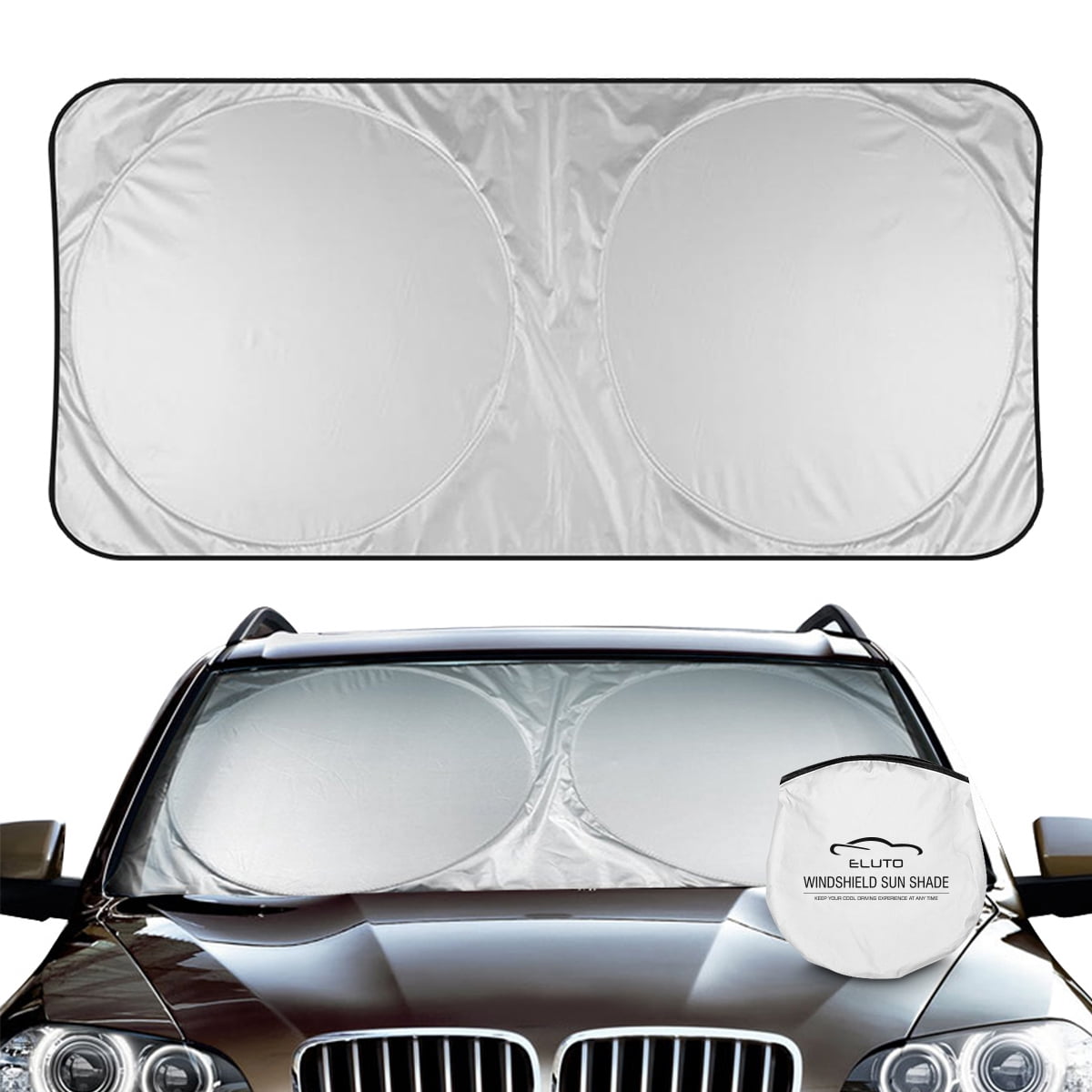 Audew Windshield Visor - High Quality Silver-Coated Polyester Car Sun Visor | Keep Your Car Cool, Protect Your Electronics, and Fit Your Windshield Perfectly