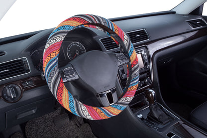 Auto Drive 1 Piece Boho Car Steering Wheel Cover Polyester, Colorful - Universal Fit, 23SWC163