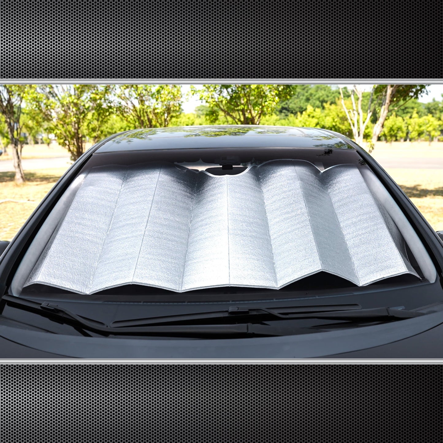 Auto Drive Lightweight Silver Accordion Sunshade 1 Pack,63" x 28.5"