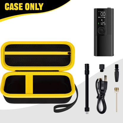 Case Compatible with Airmoto Portable Air Pump 120 PSI Air Compressor, Car Tire Inflator Storage Bag for Accessories-Black+ Yellow Zipper