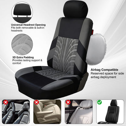 FLORAY 9-Piece Car Seat Covers Full Set - Airbag Safe, Thickened, Split Rear, Machine Washable - Universal Fit for Cars, SUVs, Trucks, Gray