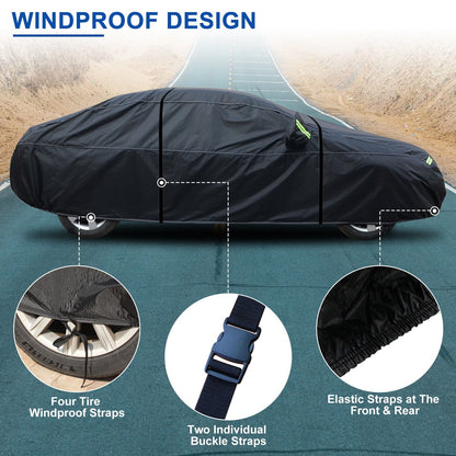 For Toyota Camry Car Cover, Thickened PEVA+Cotton Waterproof Sedan Full Cover with Lock Outdoor Indoor Snow Rain Sun Dust Protection All Weather Black