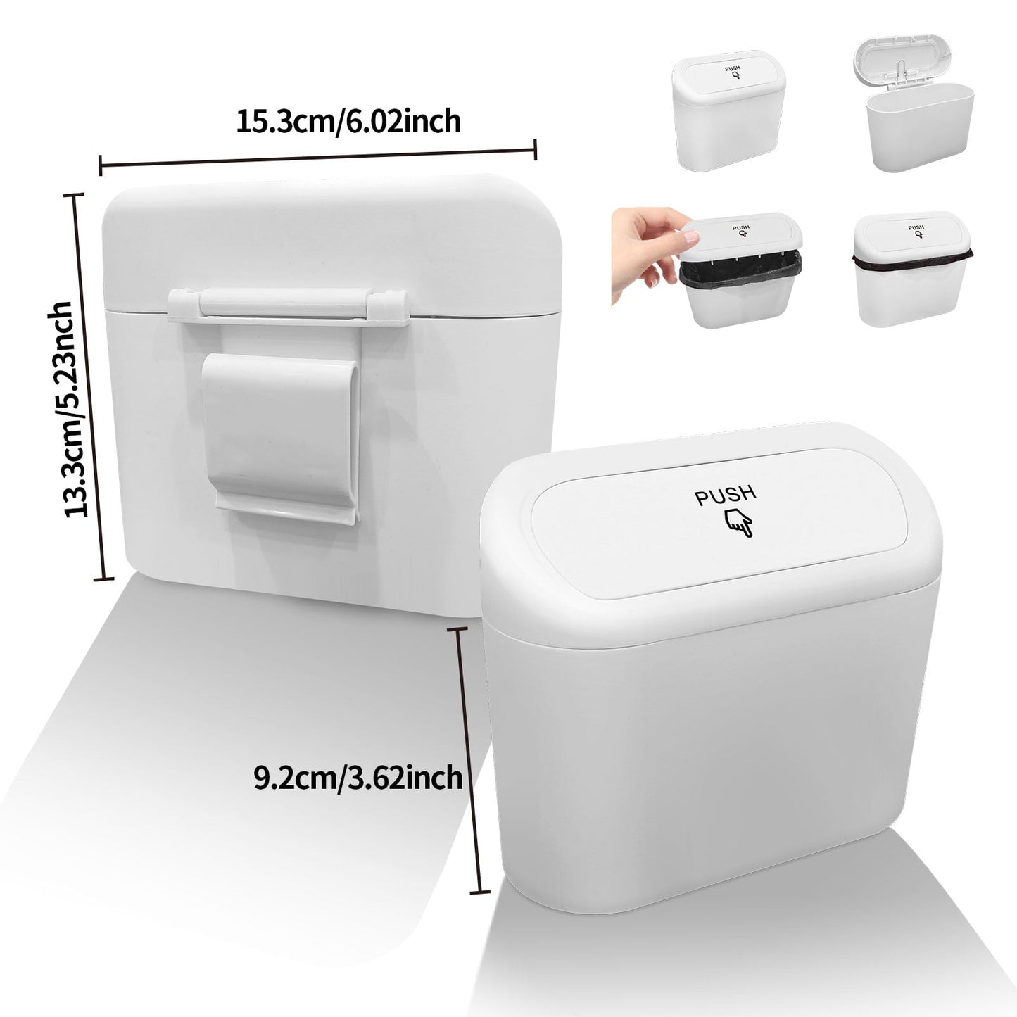 Sosolong Pink car Trash can with lid, Accessories Include 1 Universal car Leak-Proof Trash can with 45 Trash Bags, Suitable for Most Models of car Interior Storage Accessories